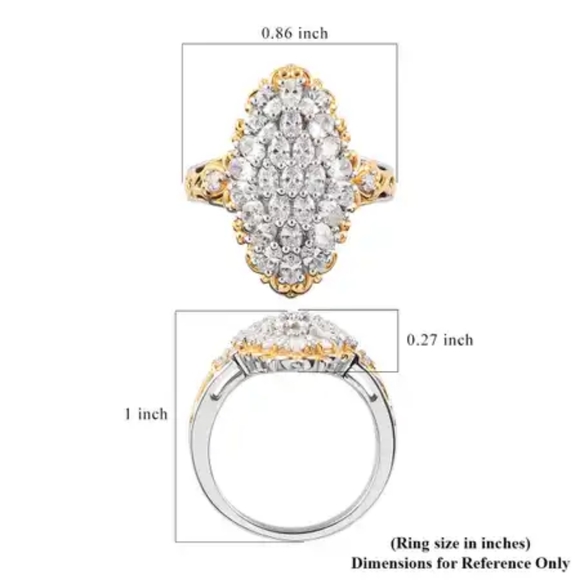 Lustro Stella Finest CZ Ring in Vermeil YG and Platinum Over Sterling Size 6 - Picture 8 of 15